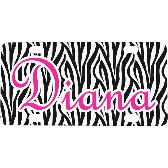 Personalized Zebra Print Mini/Bicycle License Plate (4 Holes)