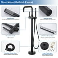 thumbnail image 3 of Wowow Single-Handle Freestanding Tub Faucet Floor Mount Bathtub Filler with Hand Shower in Matte Black, 3 of 8
