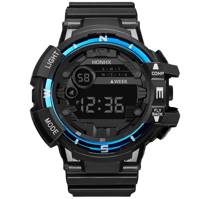 RYRDWP Fashion Men Digital Date Waterproof LED Military Sport Rubber Quartz Watch