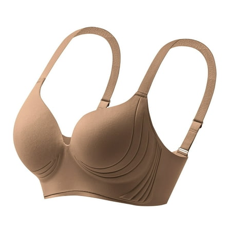 Summer Savings Akafmk Plus Size Womens Bras  Push Up Bras for Women  Women s Plus Size Without Steel Rims Gathered Breasts Sagging Upper Support Thin And Seamless Underwear Daily Bras Brown L