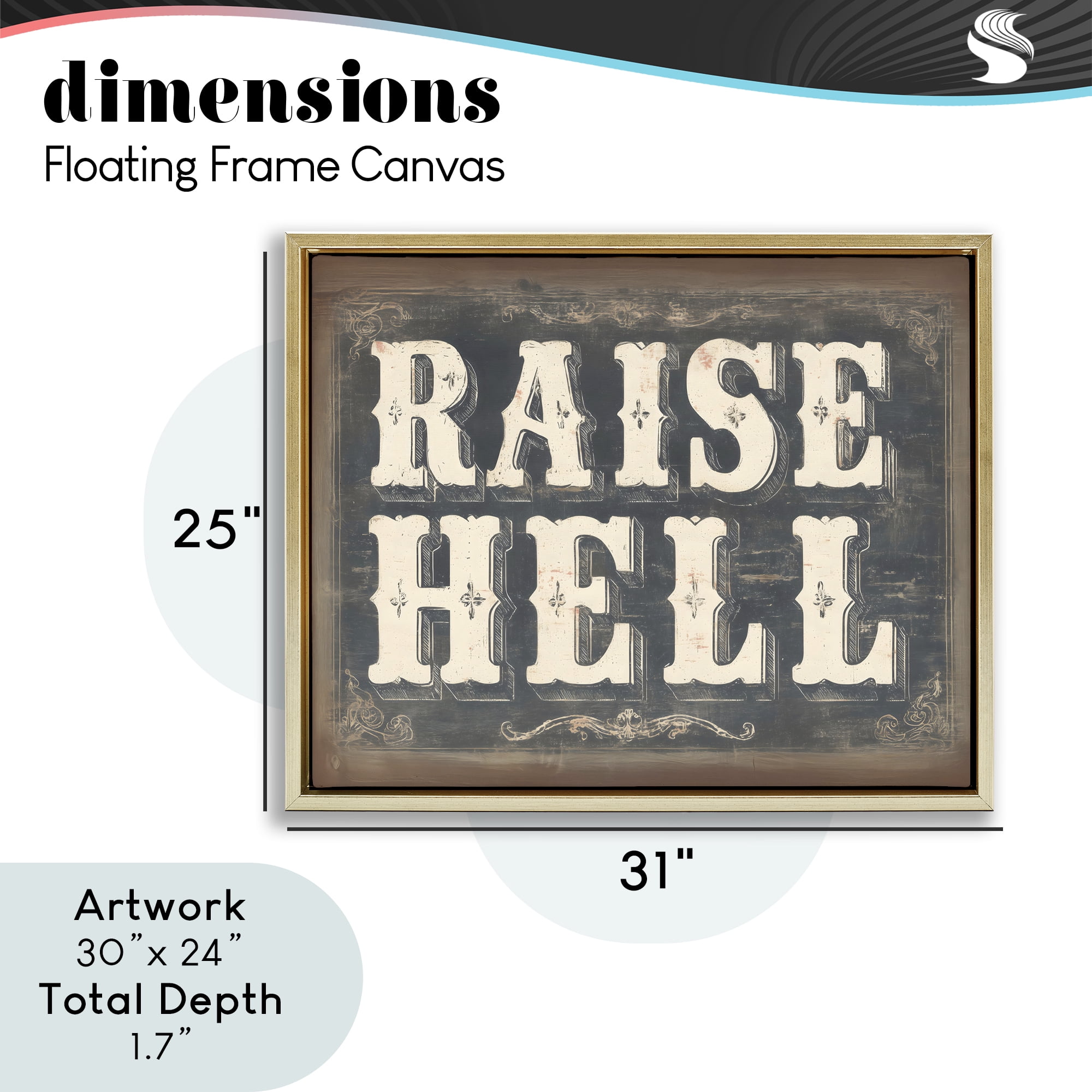 Stupell Industries Raise Hell Vintage Western Gold Framed Floater Canvas Wall Art, design by Arlington Prints