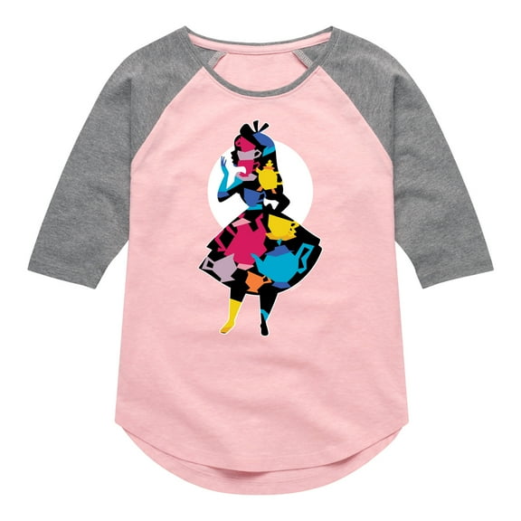 Alice In Wonderland - Alice In Wonderland Flower Art - Toddler And Youth Girls Raglan Graphic T-Shirt