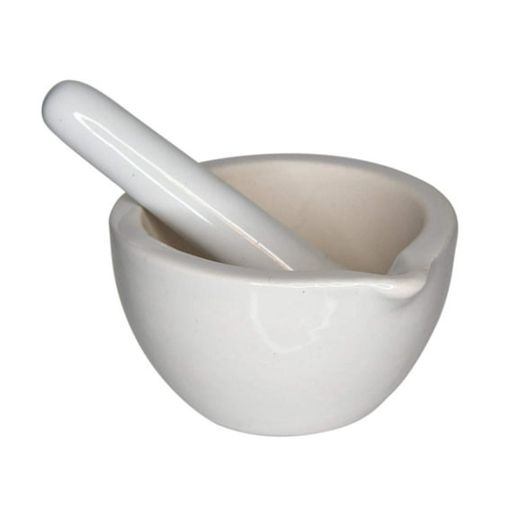 Porcelain Mortar and Pestle, 80mm Opening and 60ml Capacity
