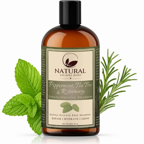 Peppermint & Rosemary Strengthening Shampoo | Organic Shampoo for Hair Growth, Dry Hair & More
