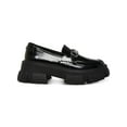 thumbnail image 2 of STEVE MADDEN Womens Black 1-1/2" Platform Horse Bit Hardware Padded Lug Sole Trifecta Round Toe Block Heel Slip On Loafers Shoes 7.5 M, 2 of 4