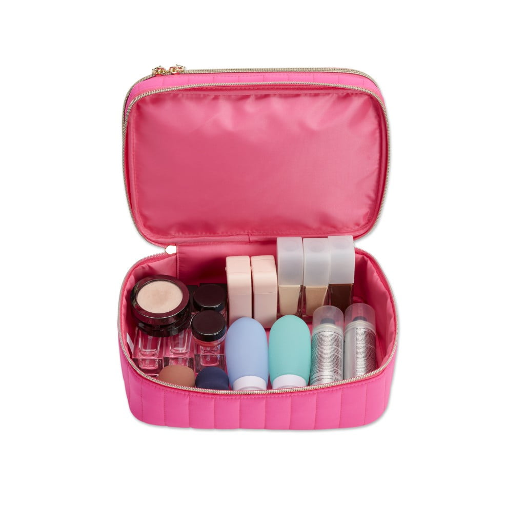 Sophia Joy Train Case with Mirror and Brush Organizer, Pink