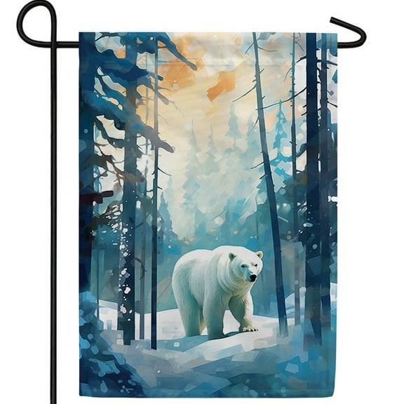 America Forever Polar Bear Garden Flag, 12.5 x 18 inch Double Sided, Snow Forest Arctic Wildlife Winter Seasonal Outdoor Yard Banner Nature Home Decoration