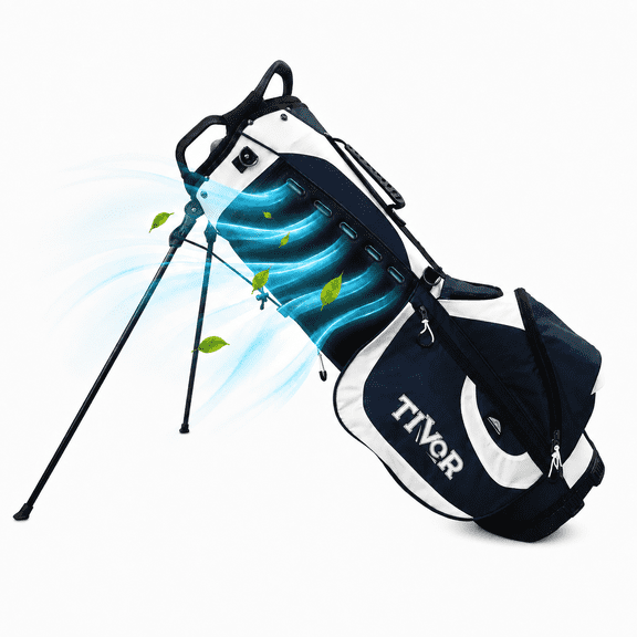 Tivor 6 Way Golf Stand Bag Lightweight Golf Carry Bag with USB Powered Ventilated Back-Pad Dual Straps and 8 Pockets for Men Women,Blue