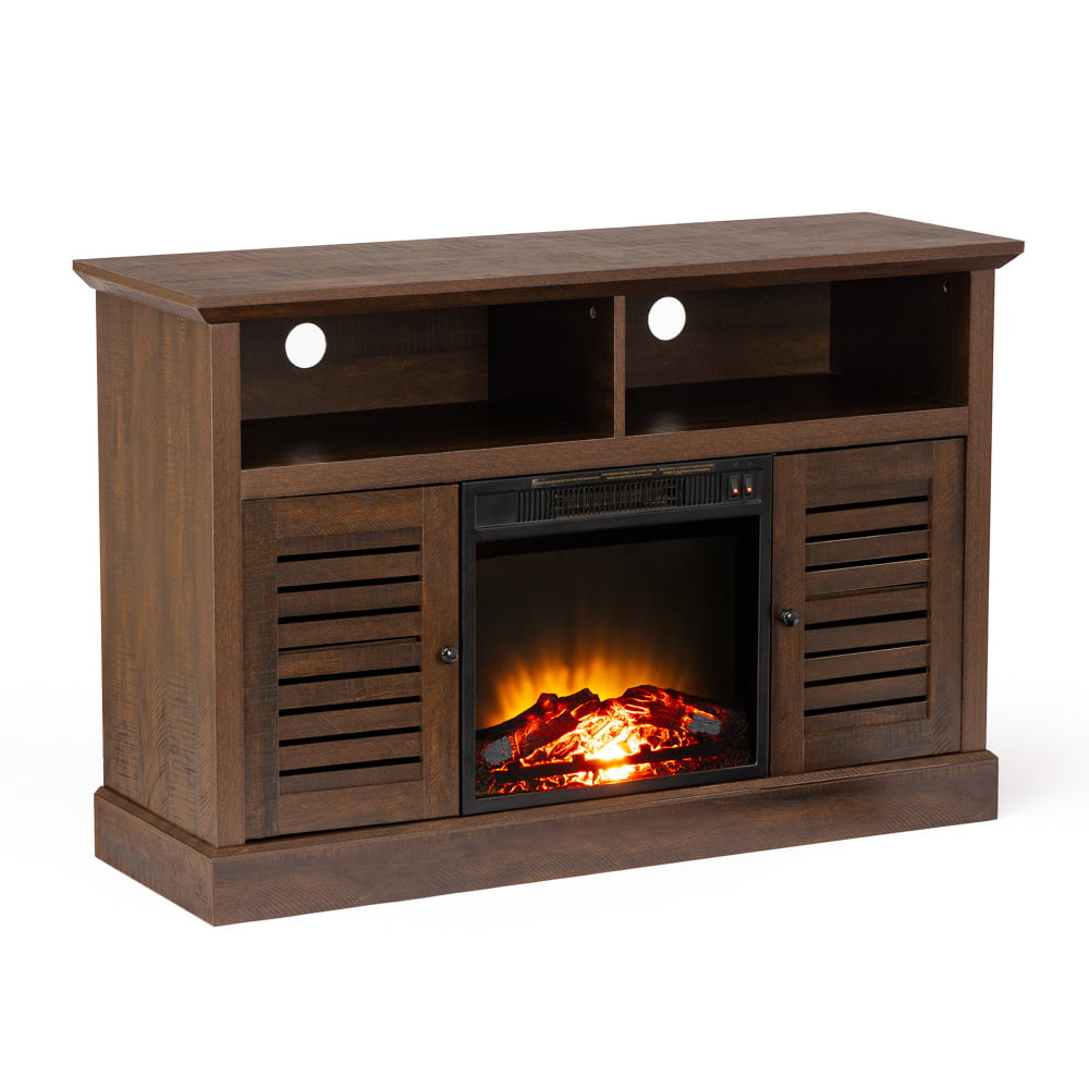 47 inch Barn Door Wood TV Stand with electric Fireplace ...
