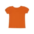 thumbnail image 4 of Zaldita Kids Girls Solid Color Basic T-shirts Cotton Round Neck Short Sleeve Blouse Tee Tops Orange 6-7, 4 of 5