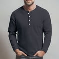 thumbnail image 6 of Men’s Waffle Long Sleeve Shirt Casual Button Down Thermal Henley Shirts Lightweight Plain Fall Tshirts Pullover Navy XL, 6 of 9