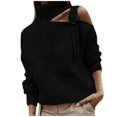 thumbnail image 1 of Suéter Navideño Mujer Gibobby Moda Cuello Manga Larga Fuera del Hombro Colorblock Negro S, 1 of 4