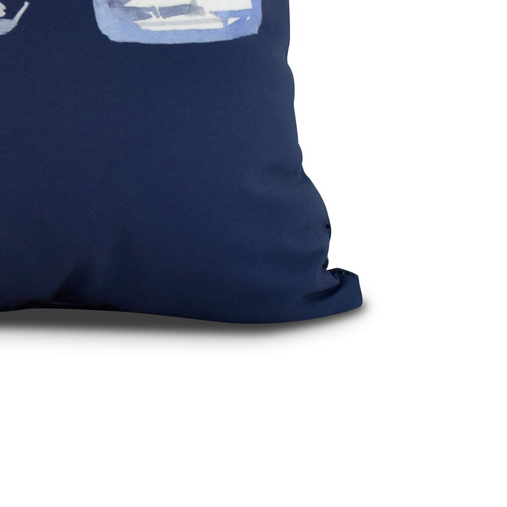 Simply Daisy, 18" x 18" Boat Trio, Geometric Print Outdoor Pillow, Navy