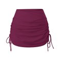 thumbnail image 7 of TOWED22 Womens High Waisted Drawstring Swim Skirts Ruched Ruffle Swim Skirts Bikini Bottoms Tummy Control Swimsuit（Wine,L）, 7 of 7