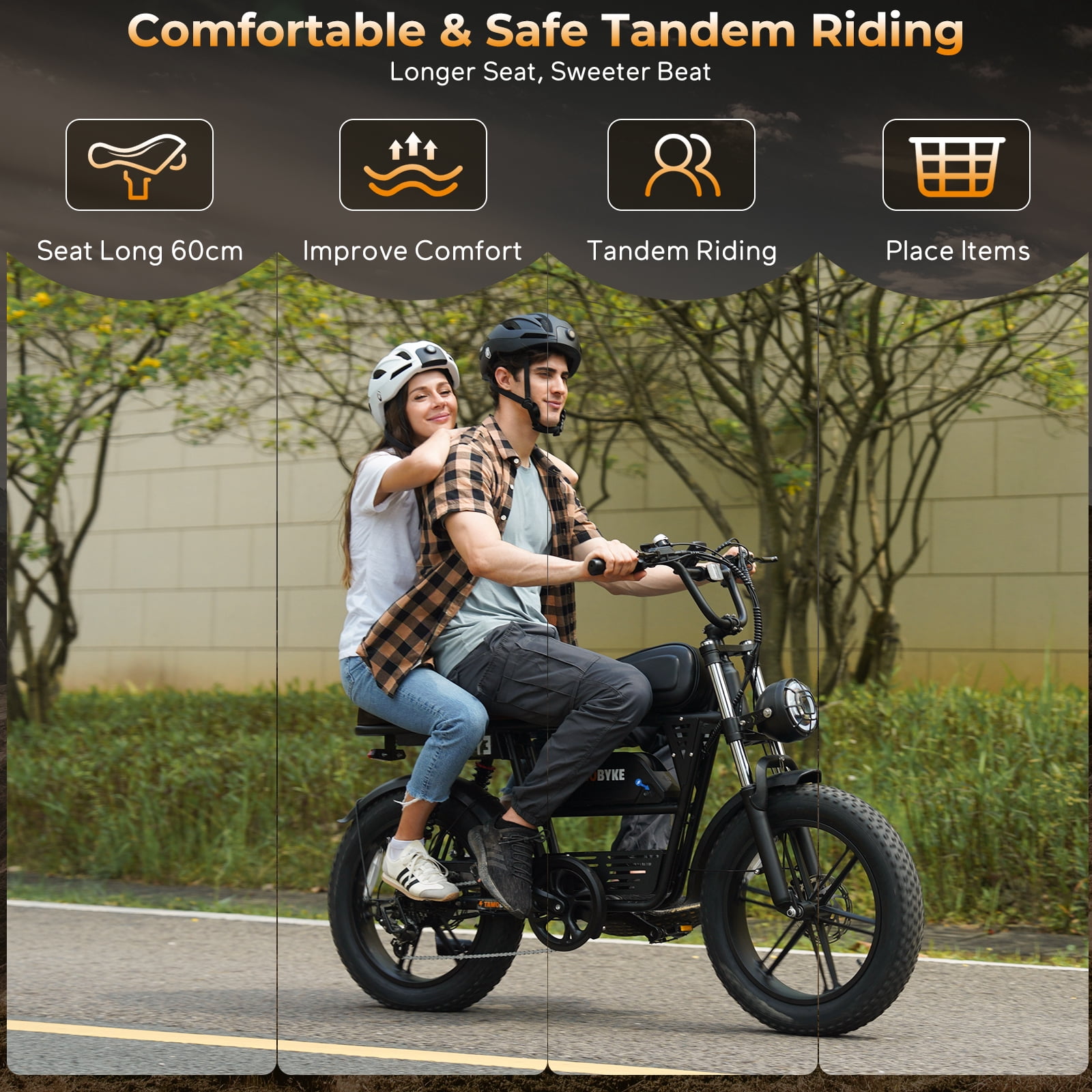 Tamobyke T73 Electric Bike for Adults, Peak 1500W 30mph 48V 15.6Ah,20" Fat Tire E-Mountain Bike UL2849