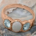 thumbnail image 5 of LBG British Made Real 9k Rose Gold Natural Opal & Aquamarine Womens Anniversary Ring - 33 size options - Size 6.25, 5 of 7