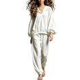 thumbnail image 2 of Gamivast 2 Piece Tracksuit Set for Women Hooded Long Sleeve Pullover and Jogger Pants with Elastic Cuffs Relaxed Fit Lounge Outfit White S, 2 of 5