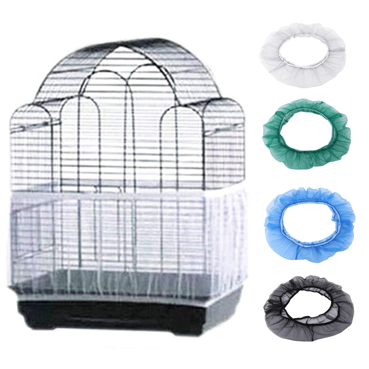 QBLEEV Bird Cage Cover Stretchy Seed Catcher Birdcage Nylon Mesh Net Cover Skirt Guard Shell 