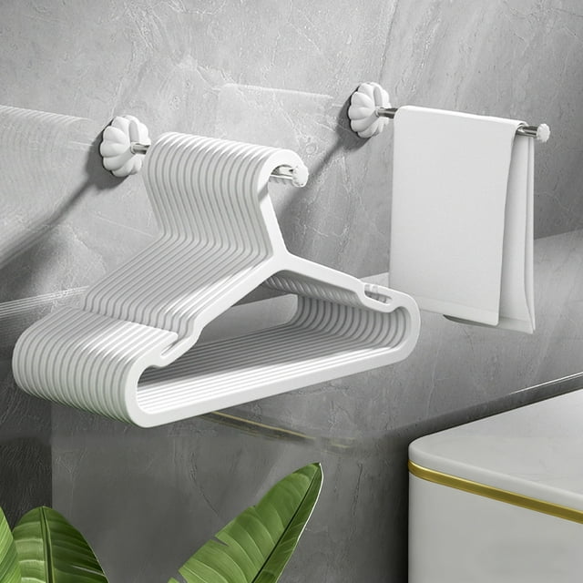 Organizador de Ropa de Acero Inoxidable, Perchero Plegable de Pared, Gancho Telescópico para Balcón o Baño, Blanco, 22x7x7cm