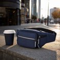 thumbnail image 4 of Men Multifunctional Waist Pack, Crossbody Belt Bag With Multiple Zipper Pockets For Travel Running Hiking Outdoor Sports, Lightweight Chest Sling Storage Bag For Daily Carry Essentials(Dark Blue), 4 of 6