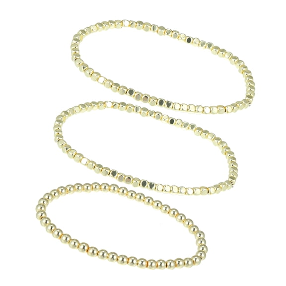 Vocoste Beaded Bracelet for Women Bead Ball Bracelet Stackable Stretchable Elastic Bracelet Kit Gold Tone