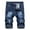 Dark Blue, variant on Men's Summer Denim Cargo Shorts Zipper Elastic Slim Casual Shorts Play Wrap Ripped Mid-length Pants Cargo Pocket Pants for Men Sky Blue