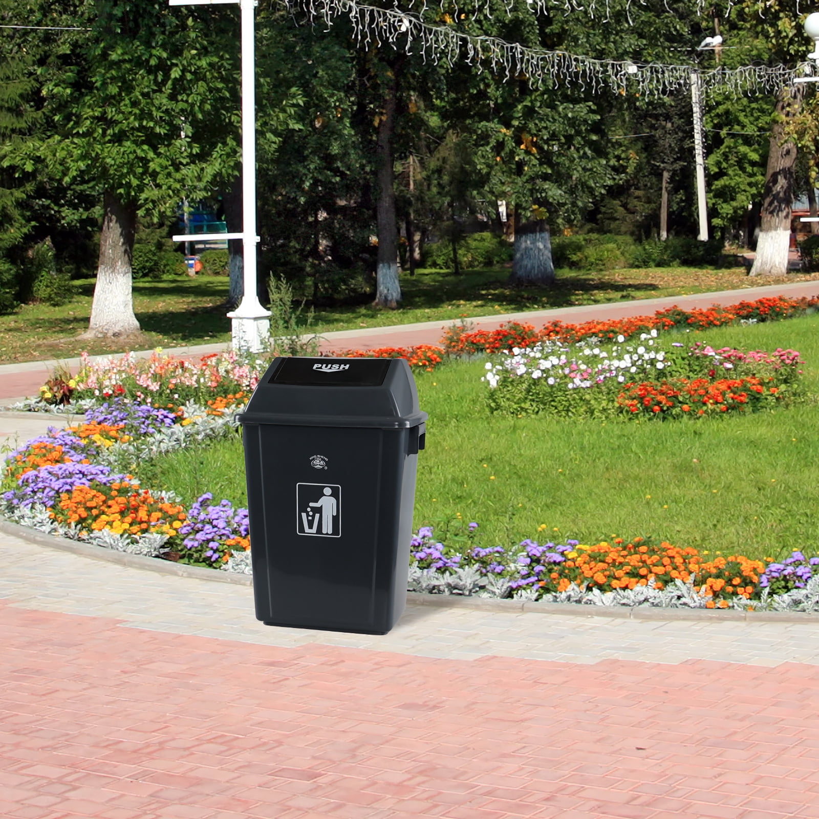 Callyne 4 Pack 15 Gallon Kitchen Trash Can, Tall Plastic Kitchen Garbage Can with Swing Top, Gray