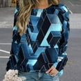 thumbnail image 2 of Geometric Lattice Womens Casual Crewneck Sweatshirt Long Sleeve Tops Cute Pullover Loose Fit, 2 of 7