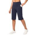 thumbnail image 5 of Only Moment Womens Bermuda Shorts Knee Length Polyester,Spandex High Waisted Stretch Ankle Pants for Women Business Casual Travel Athletic Work Womens Yoga Shorts Navy,M, 5 of 8
