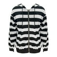 thumbnail image 4 of Wozhidaoke Hoodie Women'S Autumn and Winter Oversized Loose Striped Casual Zipper Drawstring Sweater Jacket Womens Sweatshirt Womens Fall Fashion 2024 Loose Fit, Size S-XL, 4 of 4