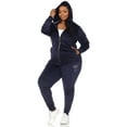 thumbnail image 2 of White Mark Women's Plus Size 2 Piece Rhinestone Velour Tracksuit Set, 2 of 5