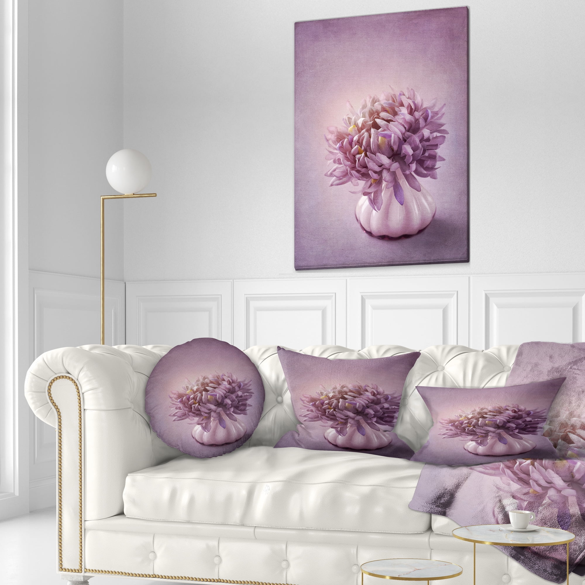 Designart Autumn Purple Flower in Vase - Floral Throw Pillow - 12x20