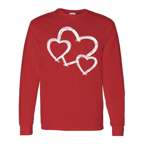 Inktastic Three White Hearts Long Sleeve T-Shirt