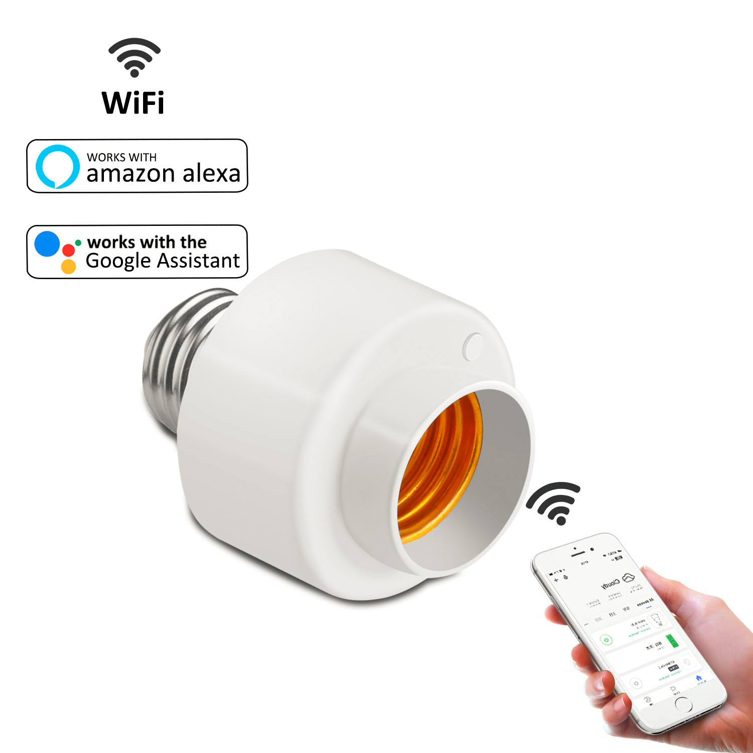 Elegant Choise WiFi Smart Remote Control LED Light Bulb Base APP Control E26/E27 Socket Adapter