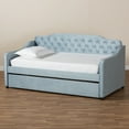 thumbnail image 5 of Baxton Studio Freda Transitional and Contemporary Light Blue Velvet Upholstered and Button Tufted Twin Size Daybed with Trundle, 5 of 11