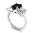 thumbnail image 2 of 4ct Emerald Cut Black Natural Onyx 18k White Gold Engraving Statement Bridal Wedding Three-Stone Designer Ring Size 4.5, 2 of 5