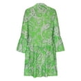 thumbnail image 3 of QIPOPIQ Robes pour Femmes Plissées Taille Haute à Étages Manches Courtes Robe Midi Tendance Printemps et Décontractée Robe d'Été Robes Col en V Boutons Manches Trois-Quarts Robe à Imprimé Offres 2023, 3 of 5