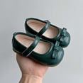 thumbnail image 7 of Kids Girls Green Faux Faux Leather Mary Janes Non-Slip Comfort Shoes Girls Green Mary Jane Flats Kids Little Kid Adjustable Dress Shoes,Size 1, 7 of 7