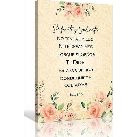 Lineerby Be Strong And Courageous Wall Art Spanish Joshua 1 9 Bible Verse Poster Religious Inspirational Quotes Pictures Prints