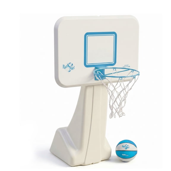 Dunn-Rite PoolSport Swimming Pool Basketball Hoop w/Ball, Base, & 13.5 Inch Stainless Steel Rim for Adults & Kids
