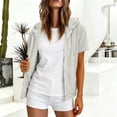 thumbnail image 4 of Women's Short Sleeve Zip Up Hoodie Lightweight Sweatshirt Jacket Full Zip Drawstring Hooded Outerwear with Pockets Casual Summer Athletic Coat Workout, 4 of 8