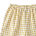 thumbnail image 5 of Women's Plaid Straight Leg High Waist Pocket Shorts, Polyester Loose Casual Short Trousers, Summer Daily Bottoms for Travel Shopping Home | TruHer,Yellow Free Size, 5 of 5