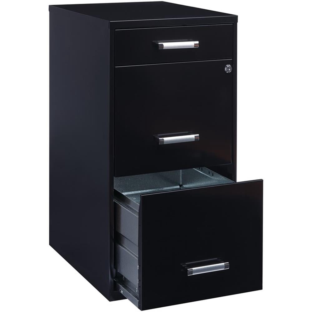 Pemberly Row 3-Drawers Metal Filing Cabinet with Pencil Drawer in Black
