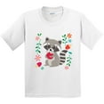 thumbnail image 3 of Inktastic Woodland Raccoon Spring Flowers Youth T-Shirt, 3 of 5
