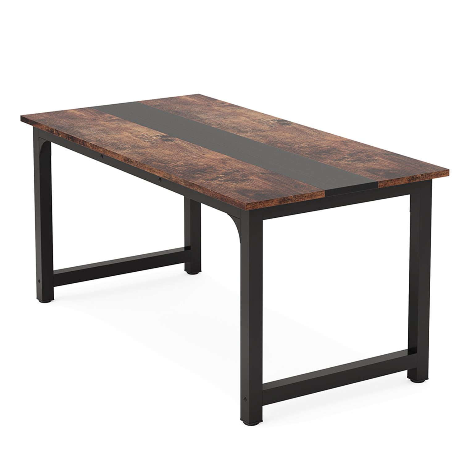 Demi Bonn 63" Modern Large Computer Desk, Rectangular Meeting Table Executive Desk, Simple Study Work Desk for Home Office, Study, Living Room, Brown