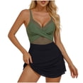 thumbnail image 2 of Antinious Women Solid V-Neck Swim Dress Lightweight Relaxed Breathable Soft Beach Fashion, 2 of 5