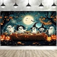 thumbnail image 2 of 8 x 6 ft Halloween Backdrop, Pumpkin Ghost Photography Backdrop Horror Night Party Background Cute Ghost Spooky Photo Background for Boys Full Moon Night Horror Theme Party Decor, 2 of 4