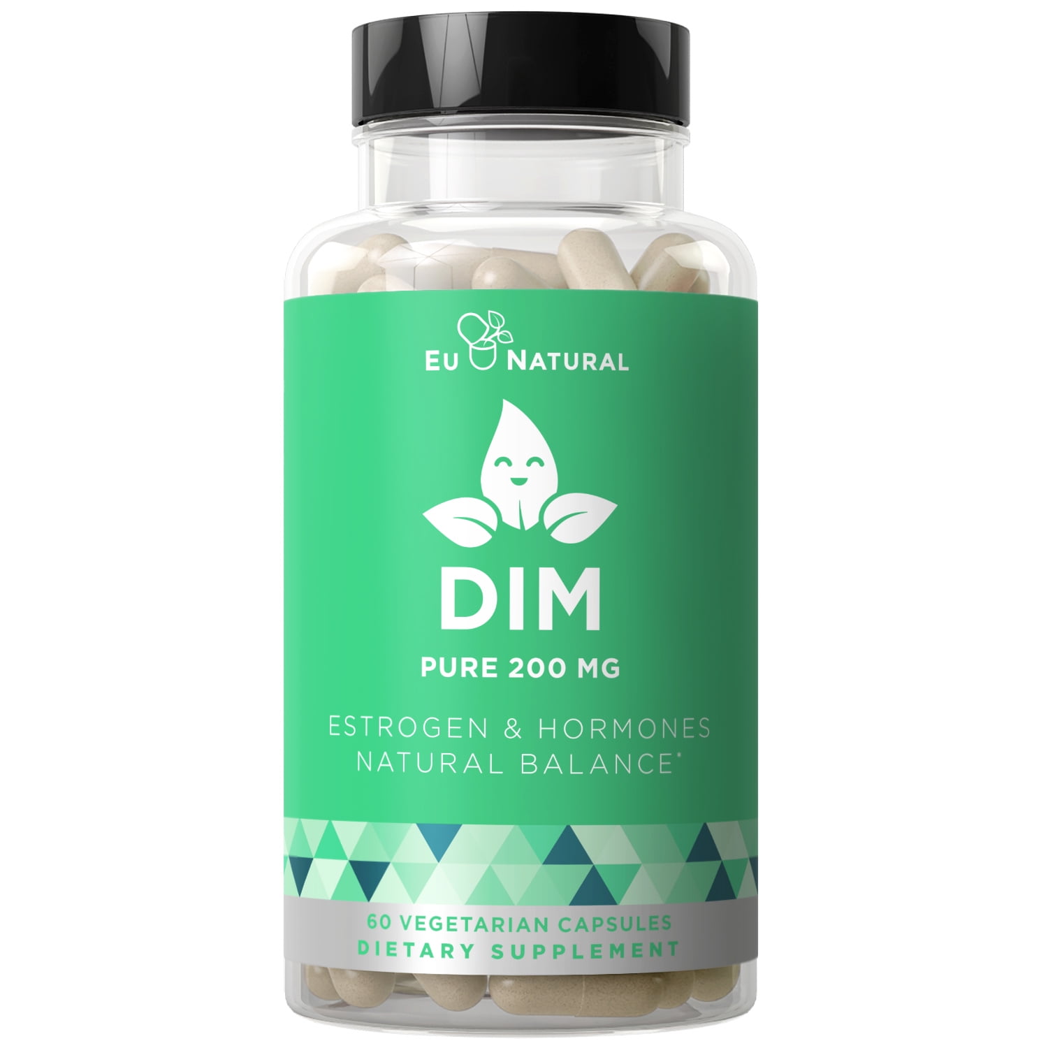 DIM Supplement Pure 200 MG - Energy Fatigue & Stress Relief, Estrogen Balance, Menopause & Hot Flashes, Hormonal Support for Women - Enhanced Bioavailability BioPerine - 60 Vegetarian Soft Capsules