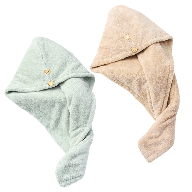 Toalla para el cabello, paquete de 2 gorros de secado rápido para mujer, turbante para el cabello súper absorbente y de secado rápido