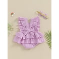 thumbnail image 5 of Musuos Baby Girls Rompers Dress 6M 9M 12M 18M Solid Color Fly Sleeve Skirt Hem Infant Bodysuits Summer Clothes with Headband, 5 of 9